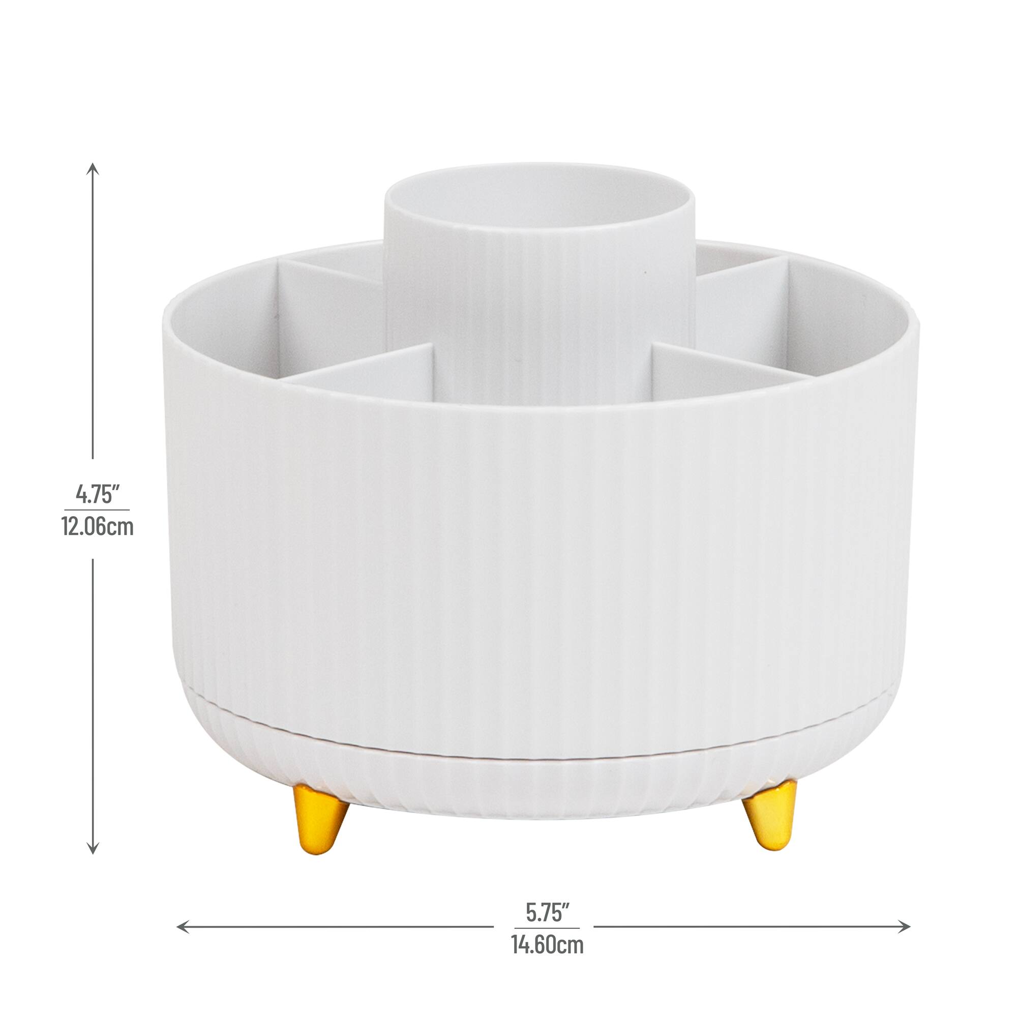 Mind Reader Rotating Pen Cup, 5-Compartment Accessory Holder for Desk Supplies